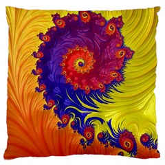 Fractal Spiral Bright Colors Large Premium Plush Fleece Cushion Case (two Sides) by Proyonanggan