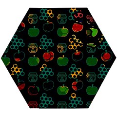 Apples Honey Honeycombs Pattern Wooden Puzzle Hexagon by Sarkoni