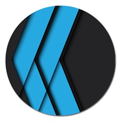 Blue Black Abstract Background, Geometric Background Magnet 5  (round) by nateshop