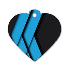 Blue Black Abstract Background, Geometric Background Dog Tag Heart (one Side) by nateshop