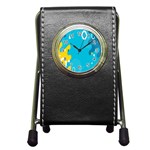 Blue Yellow Abstraction, Creative Backgroun Pen Holder Desk Clock Front