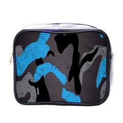 Blue, Abstract, Black, Desenho, Grey Shapes, Texture Mini Toiletries Bag (one Side) by nateshop