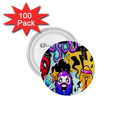 Cartoon Graffiti, Art, Black, Colorful, Wallpaper 1 75  Buttons (100 Pack)  by nateshop