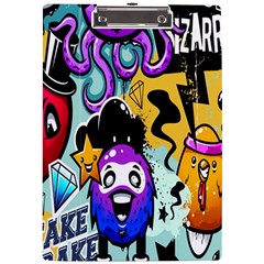 Cartoon Graffiti, Art, Black, Colorful, Wallpaper A4 Acrylic Clipboard by nateshop