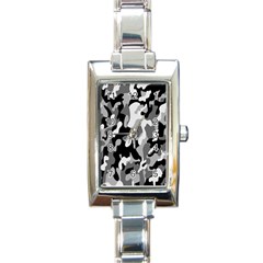 Dark Camouflage, Military Camouflage, Dark Backgrounds Rectangle Italian Charm Watch by nateshop