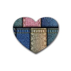 Jeans, Background, Color, Desenho, Shapes, Texture Rubber Heart Coaster (4 Pack) by nateshop