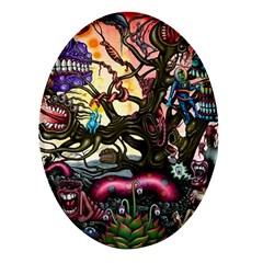 Psychedelic Funky Trippy Oval Glass Fridge Magnet (4 Pack) by Sarkoni