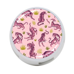 Pink Tigers And Tropical Leaves Patern 4-port Usb Hub (two Sides) by Sarkoni
