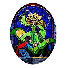 Beauty And The Beast Stained Glass Rose Oval Glass Fridge Magnet (4 Pack)