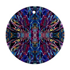 Cobalt Blend Round Ornament (two Sides) by kaleidomarblingart