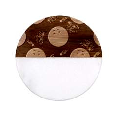 Seamless Pattern Cartoon Earth Planet Classic Marble Wood Coaster (round)  by Grandong