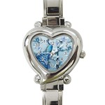 Chinese Style 3d Embossed Blue Peacock Oil Painting Heart Italian Charm Watch Front