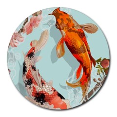 Koi Fish Round Mousepad by Grandong