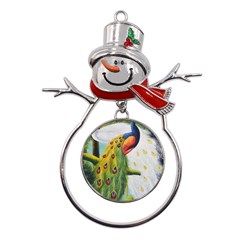 Peacock Art Metal Snowman Ornament by Grandong