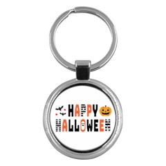 Happy Halloween Slot Text Orange Key Chain (round) by Sarkoni