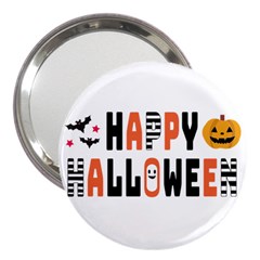 Happy Halloween Slot Text Orange 3  Handbag Mirrors by Sarkoni