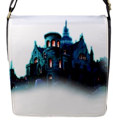 Blue Castle Halloween Horror Haunted House Flap Closure Messenger Bag (s)