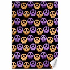 Halloween Skull Pattern Canvas 12  X 18  by Ndabl3x