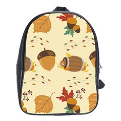 Leaves Foliage Acorns Barrel School Bag (xl)