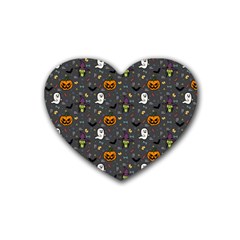 Halloween Bat Pattern Rubber Coaster (heart) by Ndabl3x