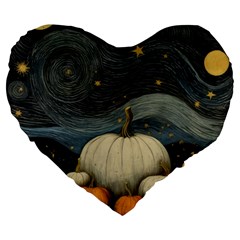 Pumpkin Halloween Large 19  Premium Heart Shape Cushions
