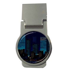 Pixel Art Night City Japan Money Clips (round)  by Sarkoni