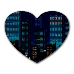 Pixel Art Night City Japan Heart Mousepad by Sarkoni