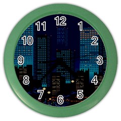 Pixel Art Night City Japan Color Wall Clock by Sarkoni