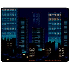 Pixel Art Night City Japan Fleece Blanket (medium) by Sarkoni