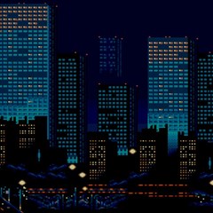 Pixel Art Night City Japan Play Mat (square) by Sarkoni