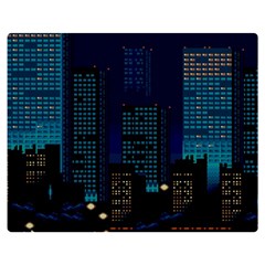 Pixel Art Night City Japan Two Sides Premium Plush Fleece Blanket (medium) by Sarkoni