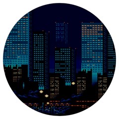 Pixel Art Night City Japan Round Trivet by Sarkoni