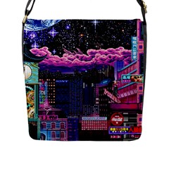 Retro City Pixel Flap Closure Messenger Bag (l)