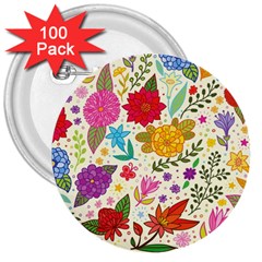 Colorful Flower Abstract Pattern 3  Buttons (100 Pack) 