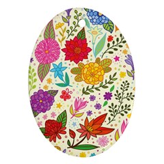 Colorful Flower Abstract Pattern Oval Ornament (two Sides) by Grandong