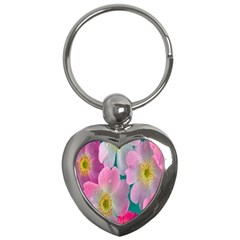 Pink Neon Flowers, Flower Key Chain (heart) by nateshop