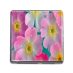 Pink Neon Flowers, Flower Memory Card Reader (square 5 Slot) by nateshop