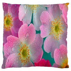 Pink Neon Flowers, Flower Large Cushion Case (two Sides) by nateshop