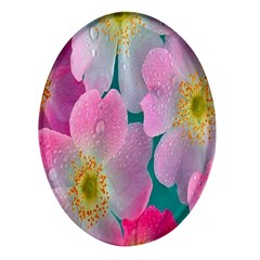 Pink Neon Flowers, Flower Oval Glass Fridge Magnet (4 Pack) by nateshop