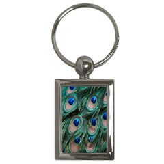 Peacock-feathers,blue2 Key Chain (rectangle) by nateshop