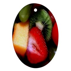 Fruits, Food, Green, Red, Strawberry, Yellow Ornament (oval) by nateshop