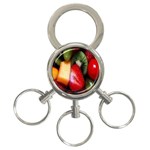 Fruits, Food, Green, Red, Strawberry, Yellow 3-Ring Key Chain Front