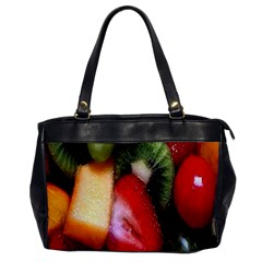 Fruits, Food, Green, Red, Strawberry, Yellow Oversize Office Handbag by nateshop