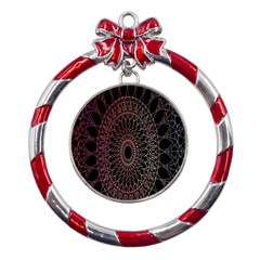 Mandala   Lockscreen , Aztec Metal Red Ribbon Round Ornament by nateshop