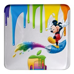 Mickey Mouse, Apple Iphone, Disney, Logo Square Glass Fridge Magnet (4 Pack) by nateshop