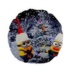 Minions Christmas, Merry Christmas, Minion Christmas Standard 15  Premium Flano Round Cushions by nateshop