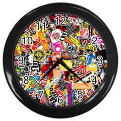 Sticker Bomb, Art, Cartoon, Dope Wall Clock (black) by nateshop