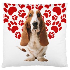 Basset Hound Gift T- Shirt Funny Basset Hound Valentine Heart Paw Basset Hound Dog Lover Valentine C Yoga Reflexion Pose T- Shirtyoga Reflexion Pose T- Shirt Large Premium Plush Fleece Cushion Case (t by hizuto