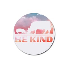 Be Kind To Animals Or Ill Kill You T- Shirt Vegan Be Kind Farm Animal Design Dairy Cow And Pig T- Sh Yoga Reflexion Pose T- Shirtyoga Reflexion Pose T- Shirt Rubber Round Coaster (4 Pack) by hizuto