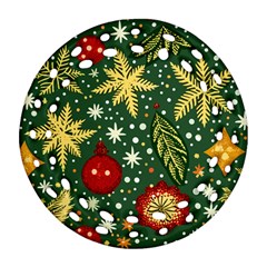 Christmas Pattern Round Filigree Ornament (two Sides) by Valentinaart